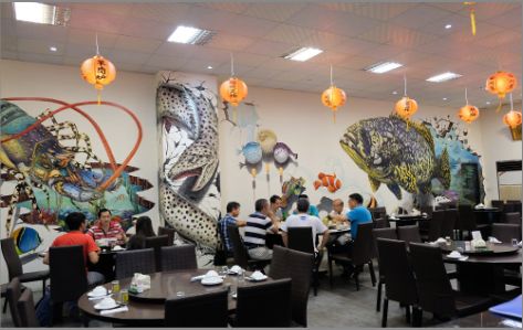 凤山海鲜餐厅墙体彩绘